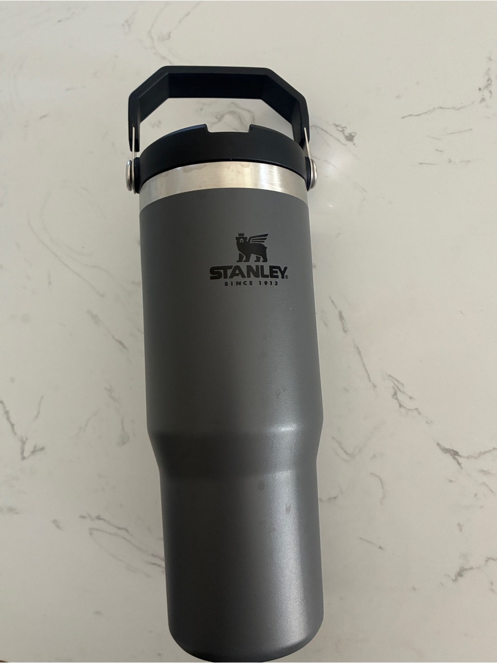 Stanley IceFlow 30 oz Flip Straw Tumbler Charcoal Gray With Handle